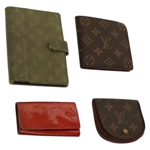 LOUIS VUITTON Monogram Vernis Day Planner Cover 4Set Khaki Red LV Auth ti3329 - Picture 1 of 15